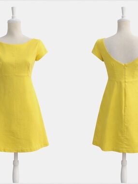 Tragic Yellow Short-Sleeve A-Line Dress - Women